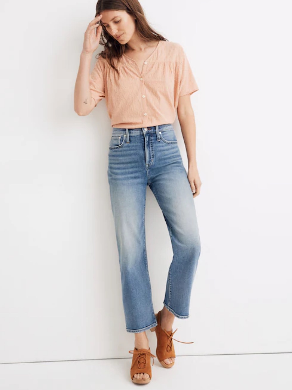 Nwot Madewell Slim Wide-Leg Crop Jeans In Reggie Wash Size 27